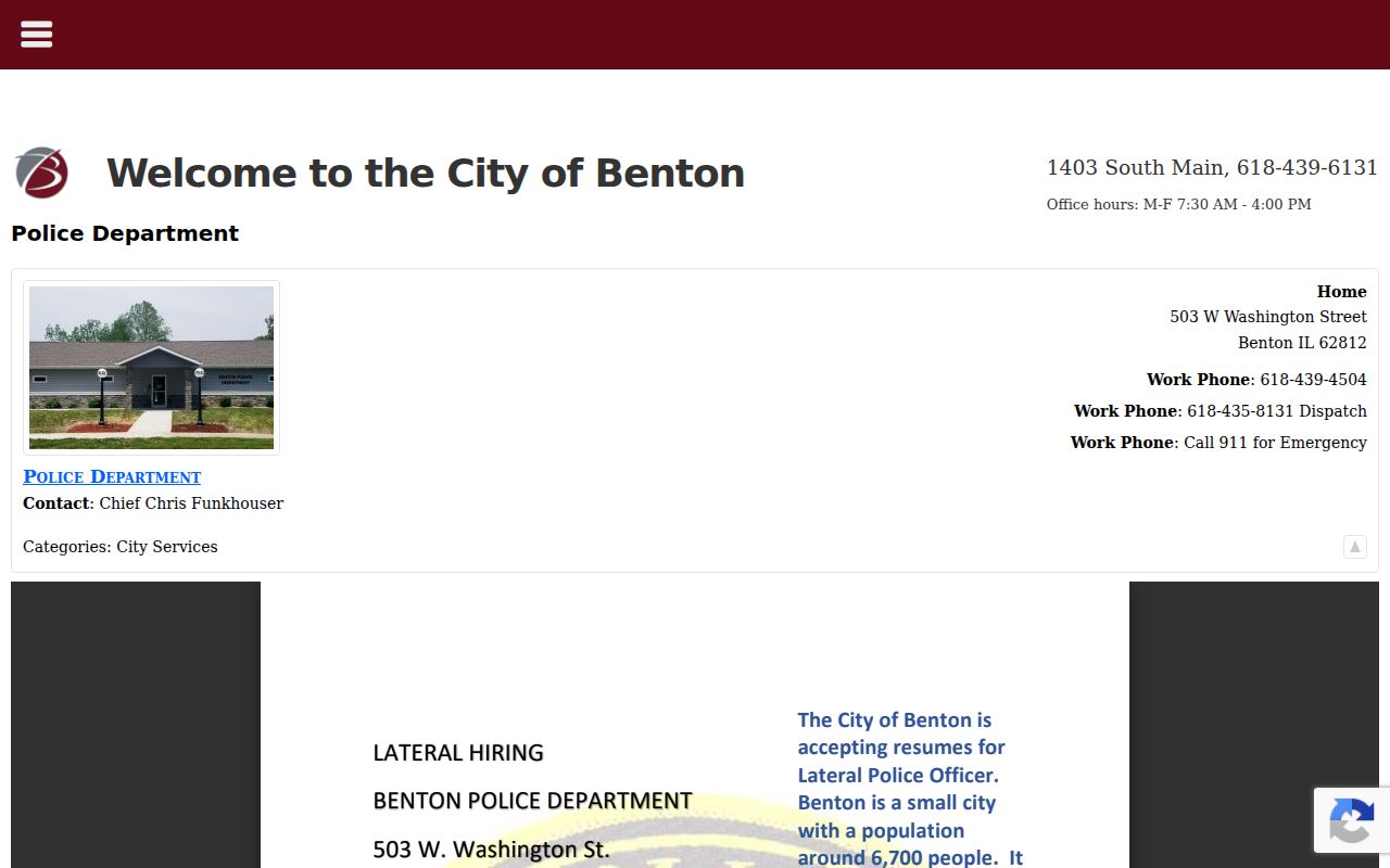 Benton Police route for Franklin County arrest records