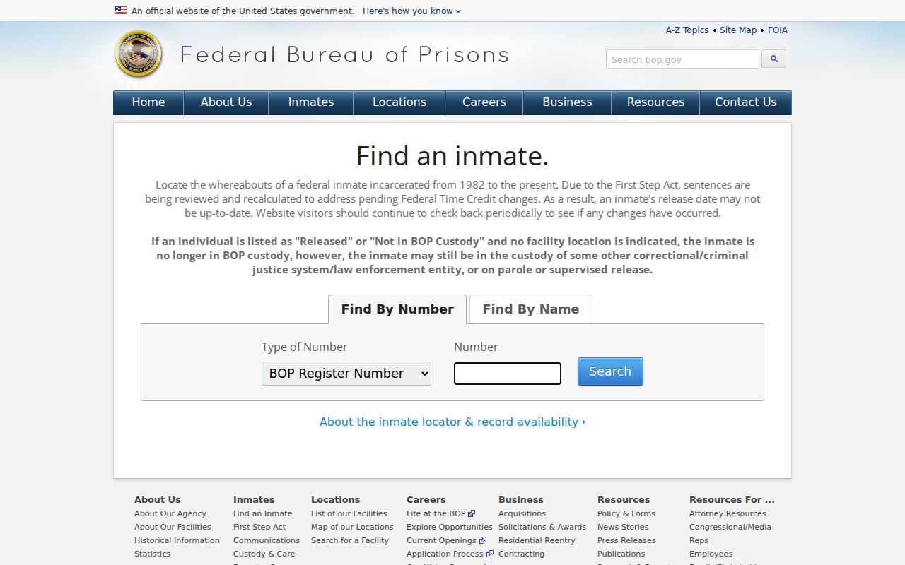 Federal custody locator related to Franklin County court cases