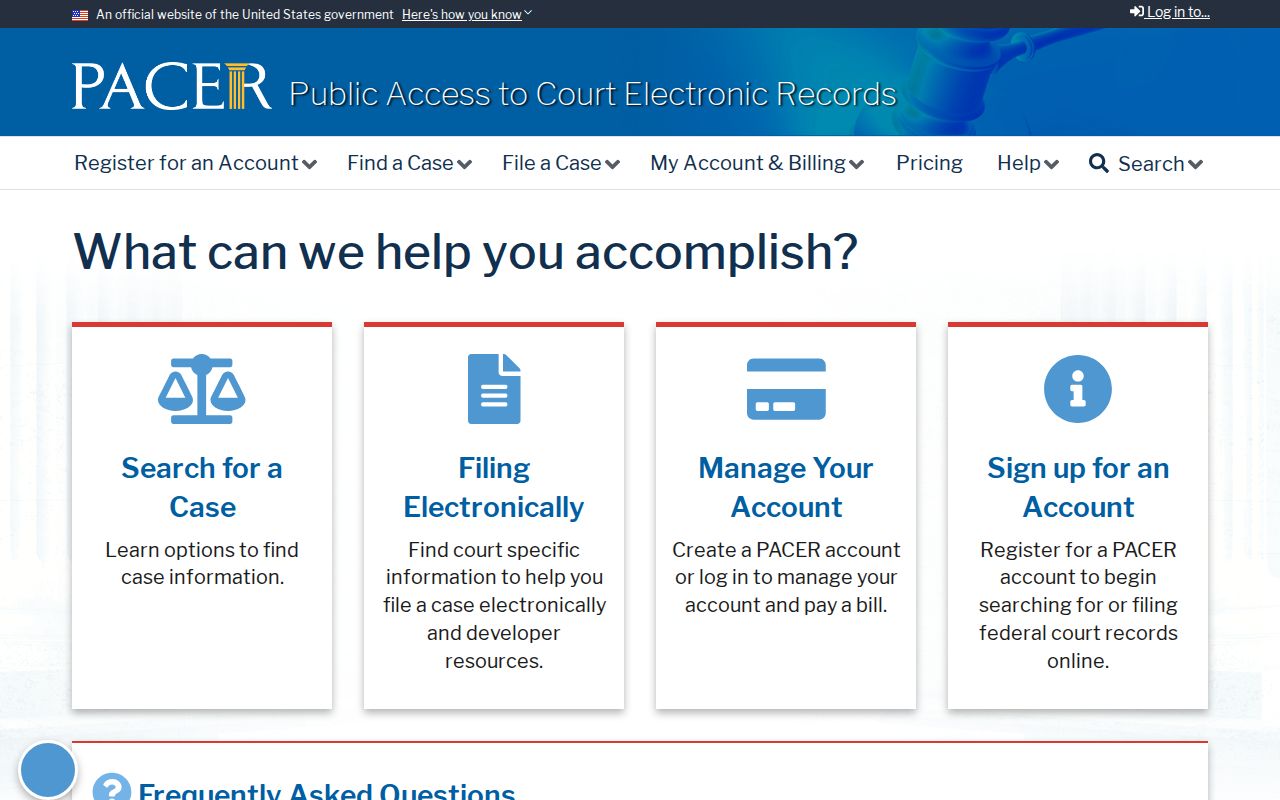 Federal court case search for Franklin County through PACER