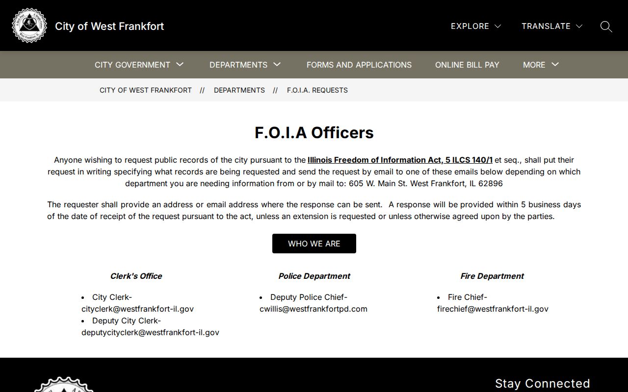 Franklin County sex offender lookup West Frankfort FOIA route