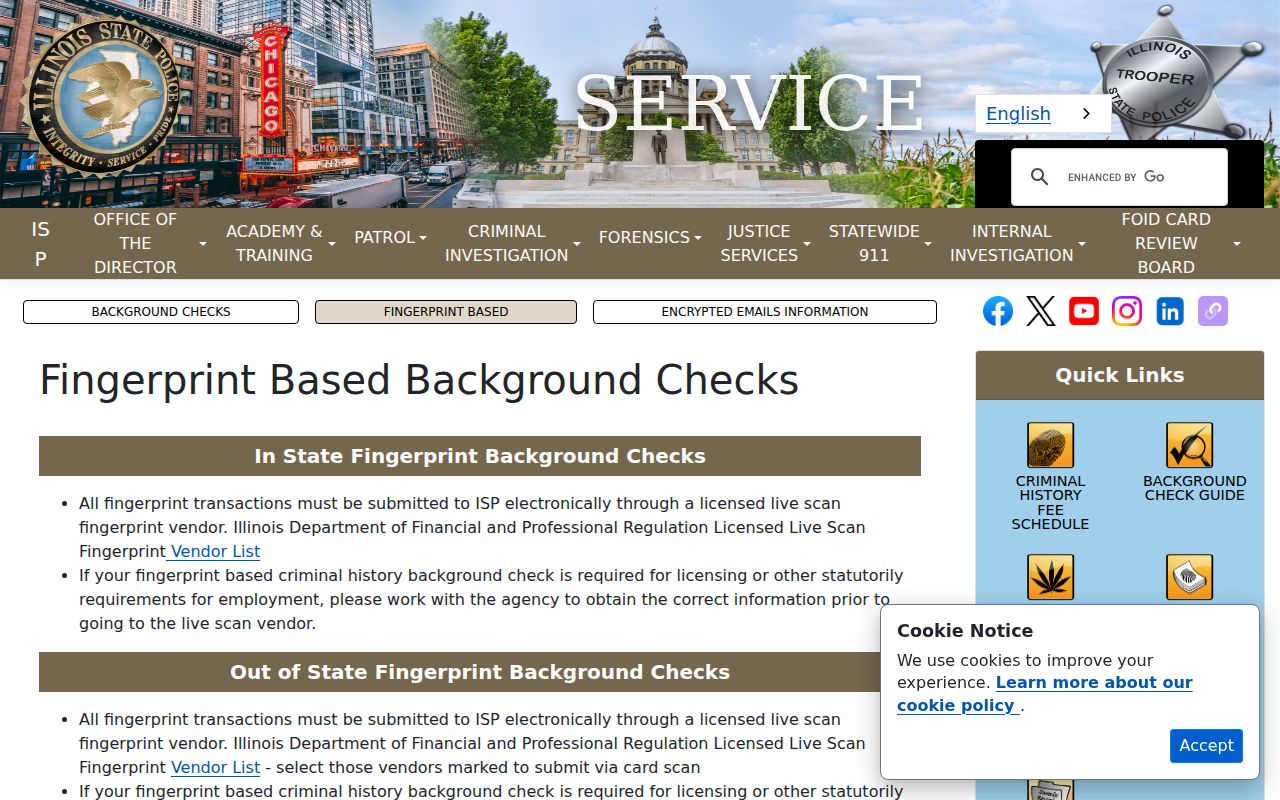 Franklin County criminal record fingerprint guidance from Illinois State Police
